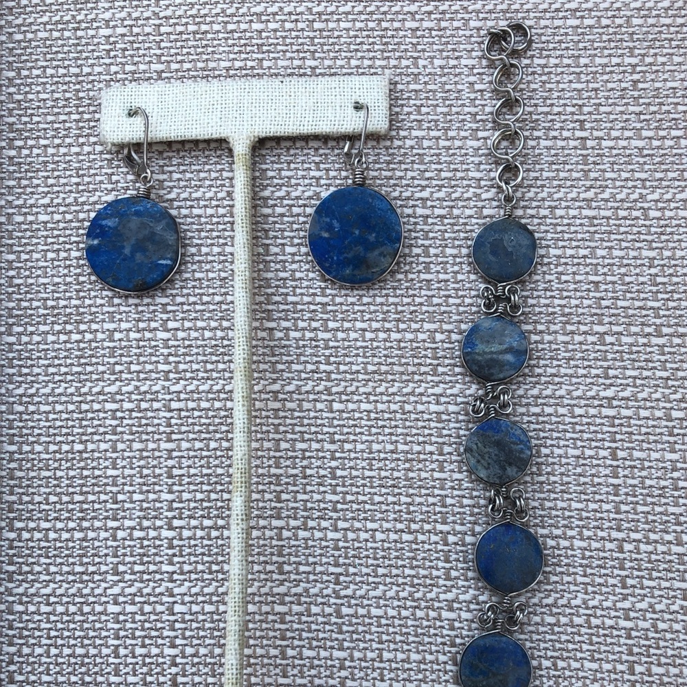 Sterling silver and stone bracelet and earring set